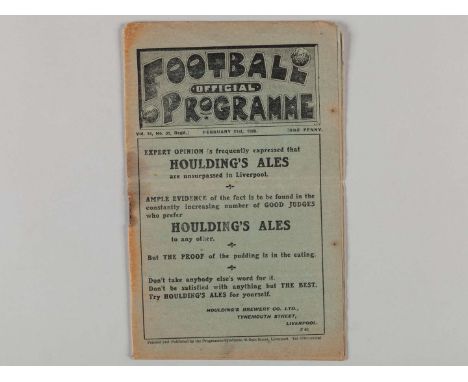 Liverpool v. Birmingham City F.A.Cup / Everton A v. Ormskirk & District combined match programme, 21st February 1920, signs o