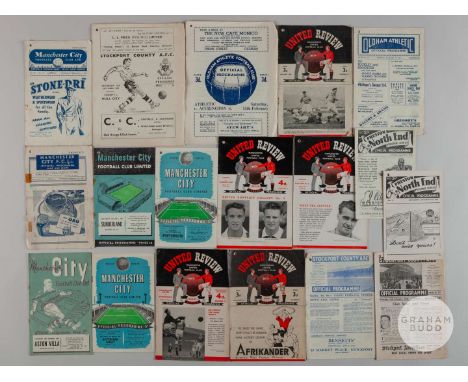 A quantity of various match programmes from the 1940s and 1950s, including Manchester City, Manchester United, Stockport Coun