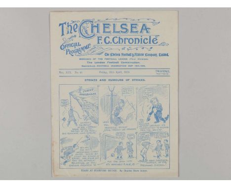 Chelsea v. Liverpool home match programme, 18th April 1924, signs of folds, text on team pages, holed.