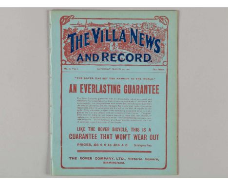 Aston Villa v. Liverpool match programme, 30th March 1907, ex bound volume.