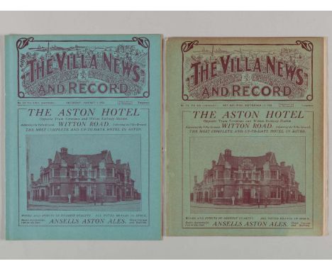 Two Aston Villa match programmes, 1928 comprising Liverpool, 7th January 1928 and Liverpool combined with West Bromwich Reser