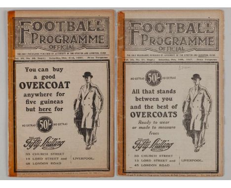 Liverpool v. Birmingham / Everton Reserves v. Leeds Reserves combined match programme, 10th December 1927, spine taped and Li