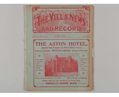 Aston Villa v. Liverpool match programme, 3rd April 1915, ex bound volume, spine torn.