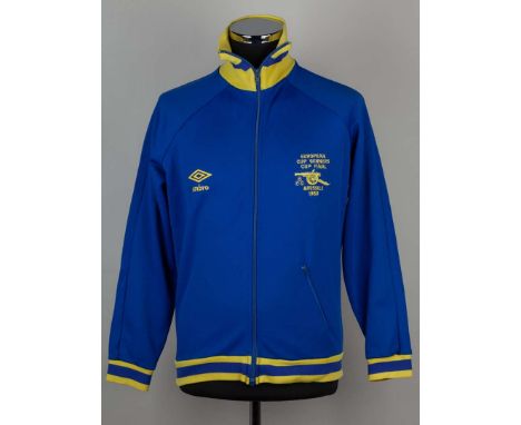 Blue and yellow Arsenal v. Valencia 1980 European Cup Winners Cup Final tracksuit top, 1980, Umbro, Mwith zip-up collar and e