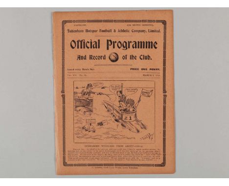 Tottenham Hotspur v. Liverpool match programme, 6th March 1915, ex bound volume.