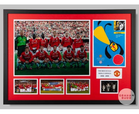 Manchester United a fully autographed 1999 Champions League final team line-up photograph, comprising&nbsp; Peter Schmeichel,