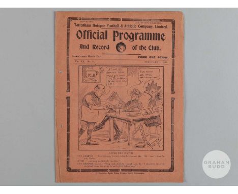 Tottenham Hotspur v Manchester United match programme 4th February 1928, with punch holes and folds.