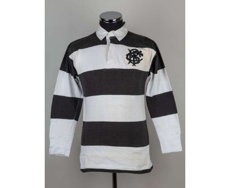 David Duckham black and white No.14 Barbarians v. All Blacks (The Greatest Try) match worn long-sleeved shirt, Umbro, with bu