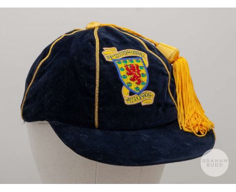 Blue Scotland International cap, undated, modern era example.Provenance: Graham Budd Auctions, Sporting Memorabilia 8th Novem