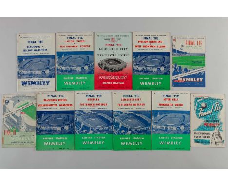 A number of FA Cup Final programmes from the 1940's to the 1960's, including Charlton Athletic v Derby County 1946, Burnley v