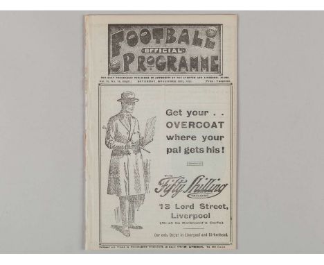 Liverpool v. Aston Villa / Everton Reserves v. Blackburn Reserves combined match programme, 24th November 1923, ex bound volu