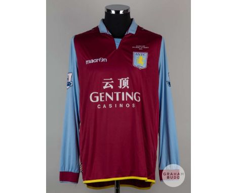 Charles N'zogbia claret and blue No.10 Aston Villa v. Queens Park Rangers match worn long-sleeved shirt, 2013, Macron, M, wit