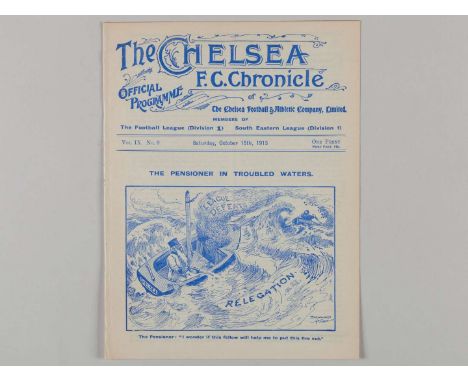 Chelsea v. Liverpool match programme, 18th October 1913.