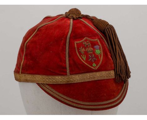 Mike Sullivan red Great Britain v. New Zealand Rugby League cap. 1961 with gilt tassel &nbsp;and embroidered Great Britain cr