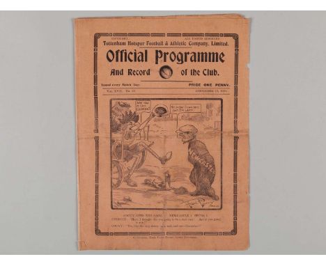 Tottenham Hotspur v. Liverpool match programme, 13th December 1924, folds.