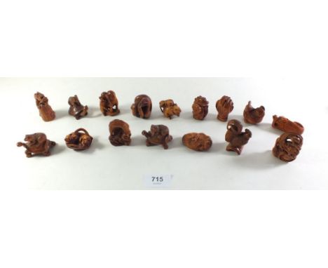 A selection of approx. sixteen Japanese carved boxwood netsuke 