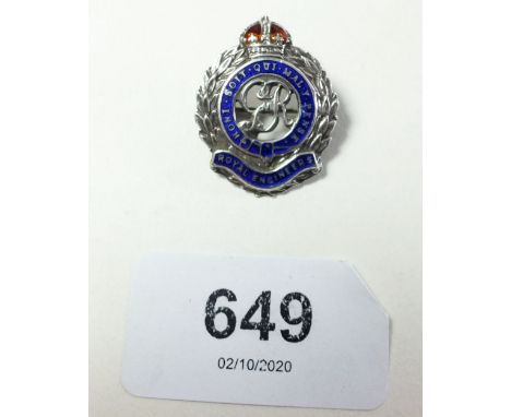 A mid 20th C silver and enamel Royal Engineers sweetheart brooch 