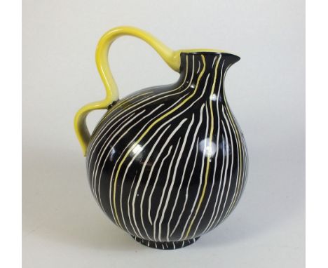 A 1960s retro yellow and black stripe Goebel pottery jug 