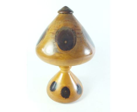 A mid 20th century treen table lamp formed from a South American exotic wood, not wired or fitted