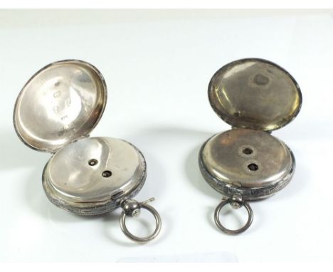 Two silver Victorian fob watches, one a/f 