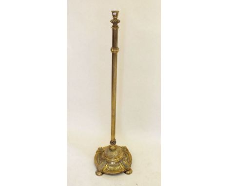 A large 19th century brass standard lamp with decorative base, 117cm, unextended 