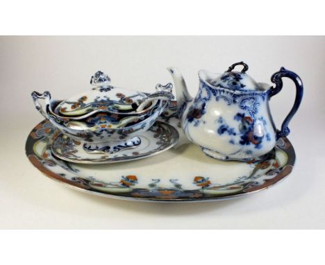 An Art Nouveau Royal Staffordshire meat plate and sauce tureen with ladle plus a Bisto teapot a/f