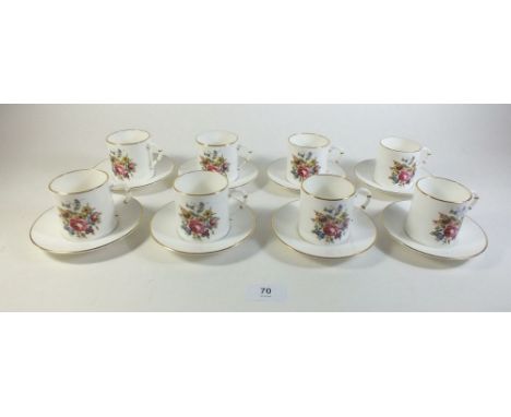 A Royal Worcester set of six coffee cups and saucers printed flowers 