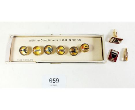 A set of Guinness advertising Essex crystal waistcoat buttons in original box together with a pair of Guinness cufflinks