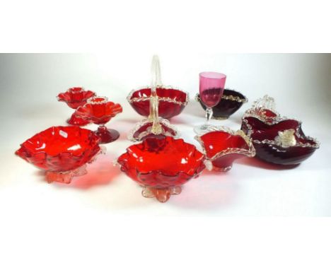 A selection of late 19th century to early 20th century ruby glassware 