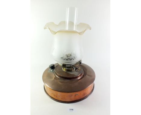 A Victorian large copper table oil lamp 