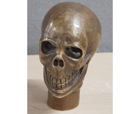 BRASS SKULL WALKING STICK HANDLE