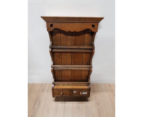 OAK HANGING SPICE RACK WITH 2 DRAWERS