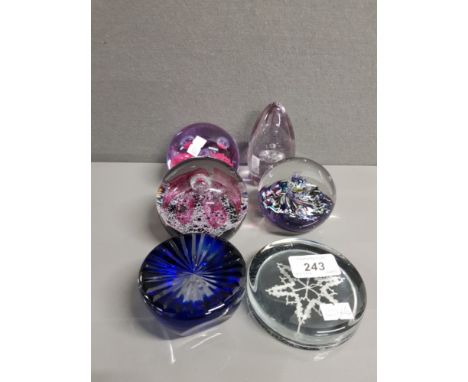 6 ASSORTED PAPERWEIGHTS INC CAITHNESS FLOWER FORM