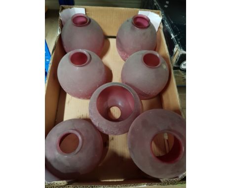 7 VINTAGE COLOURED GLASS LIGHT SHADES