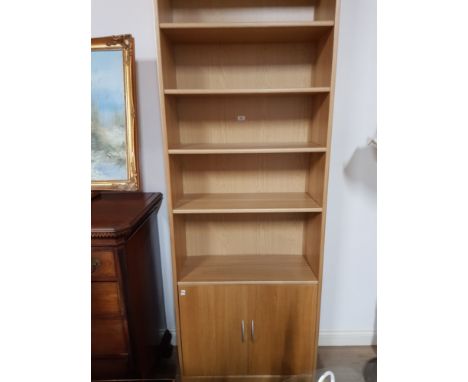 MODERN 5 SHELF OVER 2 DRAWER BOOK CASE