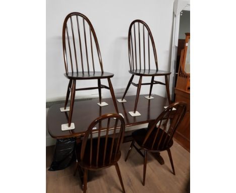 VINTAGE ERCOL TABLE AND 4 ERCOL WINSOR CHAIRS