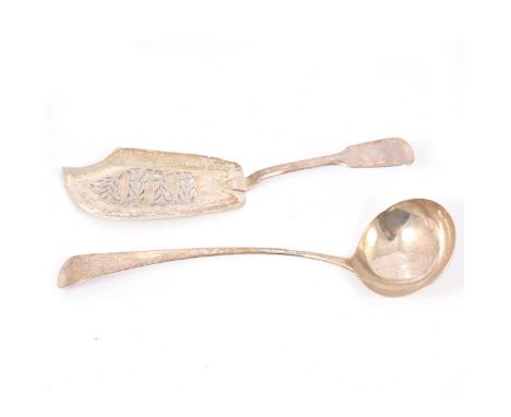George III silver ladle, by Peter &amp; William Bateman, London 1809, Old English pattern handle with engraved crest and init