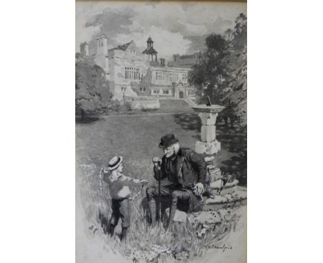 Thomas H Crawford, Roy at Hawk Hollow, signed, en grisaille watercolour, 23cm x 15cm.Footnote: Inscribed verso as published i