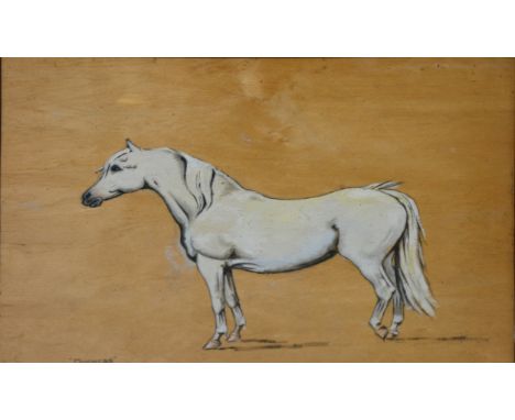 Manner of George Paice, Duchess, horse portrait, gouache and mixed media, on plywood, 38 x 47cm.