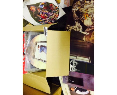 Records : A box of picture discs and LP's mostly 1980's incl Tears for Fears, Level 42, U2 etc.