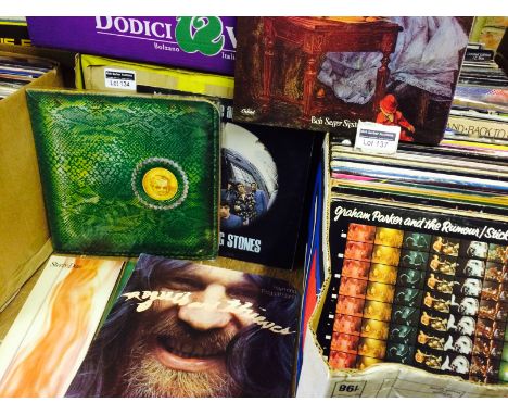 Records : A box of mainly classic rock LP's incl Rolling Stones, Dylan, Clapton etc, 40+ albums.