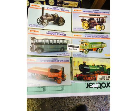 Die-cast : Model kits - rail/transport related Kiel Kraft (5) Airfix (1), only ploughing engine started, others are unopened/