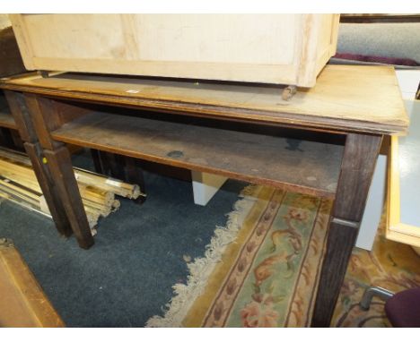 A VINTAGE OAK SCHOOL SCIENCE LAB TABLE