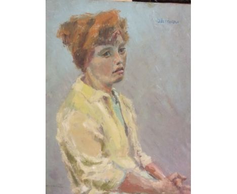 A UNFRAMED OIL ON BOARD PORTRAIT STUDY OF A LADY SIGNED PATTERSON UPPER RIGHT 