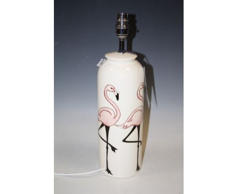 A LARGE MOORCROFT FLAMINGO PATTERN TABLE LAMP