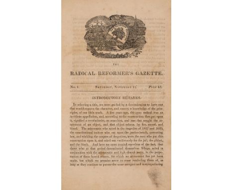 Radical Reformers.- Scottish Reform.- Radical Reformer's Gazette, The, no.1-14, all published, wood-engraved headpieces, Glas