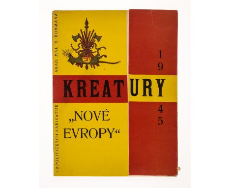 Bohman (Hanus) Kreatury '"Nove Europy", text leaf and 12 caricature plates, all loose as issued in original pictorial wrapper