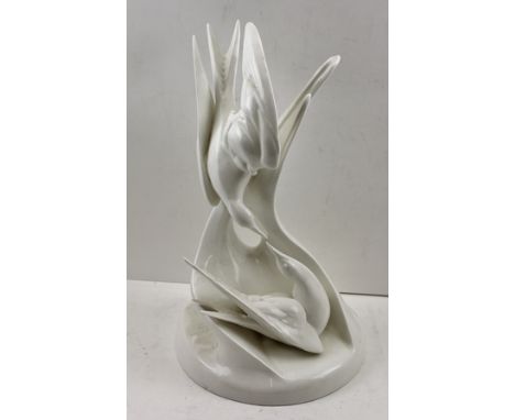 A ROYAL DOULTON CERAMIC SCULPTURE "Courtship", from the Images of Nature Collection, in the white, with factory back stamp be
