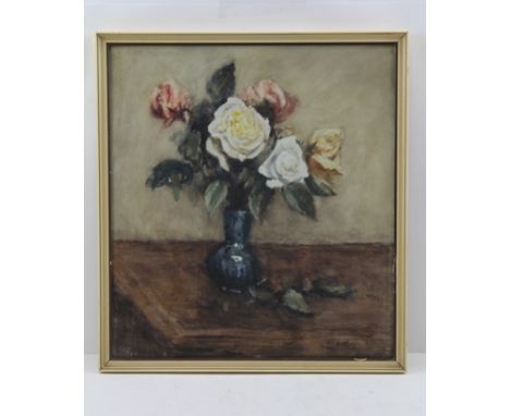JAMES WILLIAM BOOTH R.C.A. Two late 19th/early 20th century studies of roses in ceramic pots. Watercolours, each signed, both