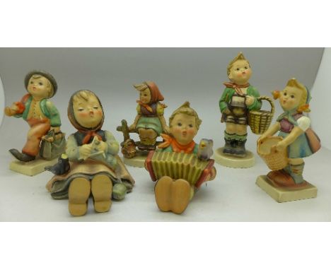 Six Goebel figures, two with small chips